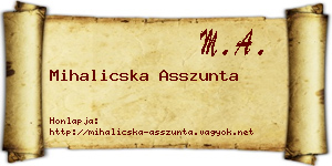 Mihalicska Asszunta névjegykártya